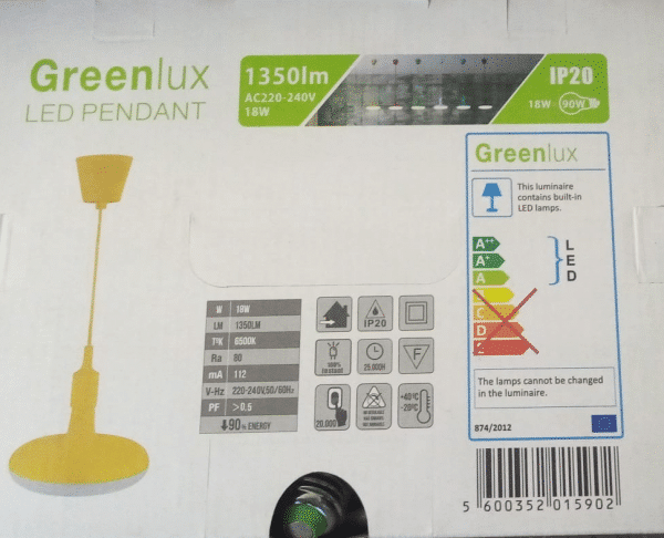 Candeeiro suspenso GreenLux Led 6500K