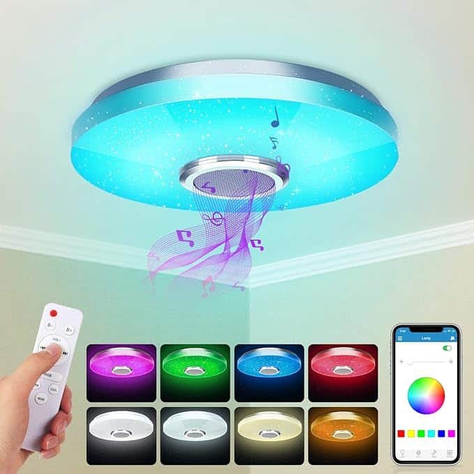 PLAFON LED 24W COM COLUNA BLUETOOTH