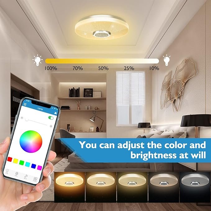 PLAFON LED 24W COM COLUNA BLUETOOTH